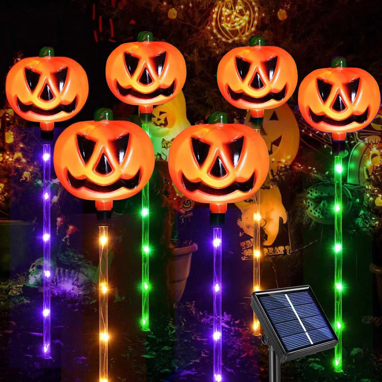 Halloween Solar Garden Lights - Pumpkin Ghost Skeleton Decorative Outdoor Lights - LitNest