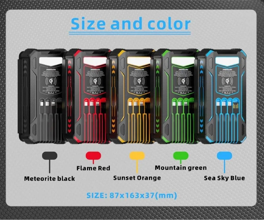 Professional 20000mAh Solar Power Bank - Wireless Charging & Emergency LED - LitNest