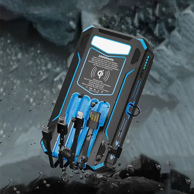 Professional 20000mAh Solar Power Bank - Wireless Charging & Emergency LED - LitNest