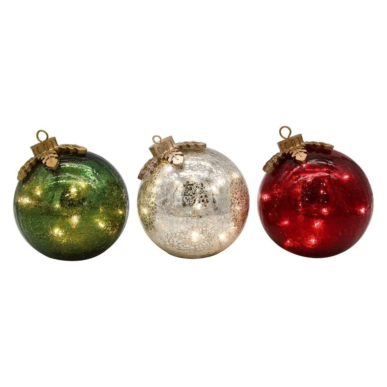 3 Piece Pre-Lit Christmas Tabletop Ornaments - Premium Acrylic Glass - LitNest