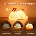 Cute Rabbit Silicone Night Light - Touch Control LED Kids Lamp with Timer & USB-C Charging - LitNest