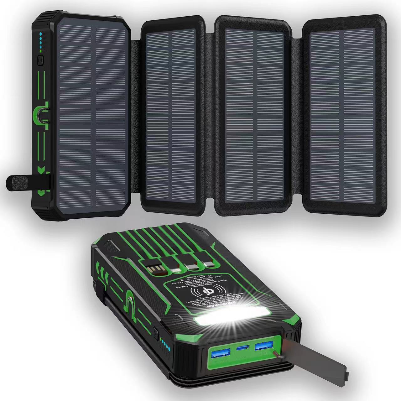 Professional 20000mAh Solar Power Bank - Wireless Charging & Emergency LED - LitNest