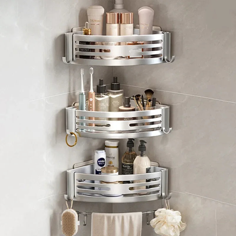 Portable Raised Bathroom Storage Triangle Rack - Corner Shelf - LitNest