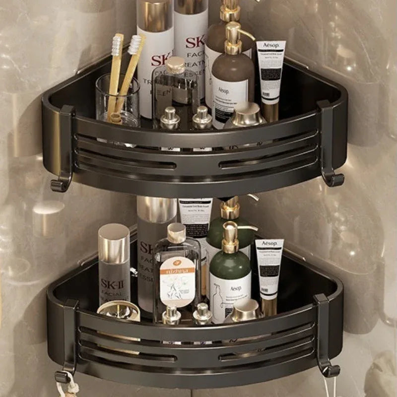 Portable Raised Bathroom Storage Triangle Rack - Corner Shelf - LitNest