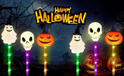 Halloween Solar Garden Lights - Pumpkin Ghost Skeleton Decorative Outdoor Lights - LitNest