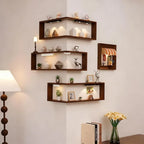 Floating Corner Wall Shelf - Wall Mounted Corner Shelves for Home Decor - LitNest