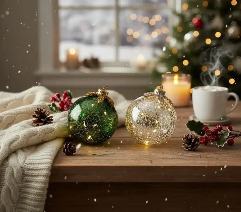 3 Piece Pre-Lit Christmas Tabletop Ornaments - Premium Acrylic Glass - LitNest