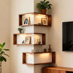 Floating Corner Wall Shelf - Wall Mounted Corner Shelves for Home Decor - LitNest