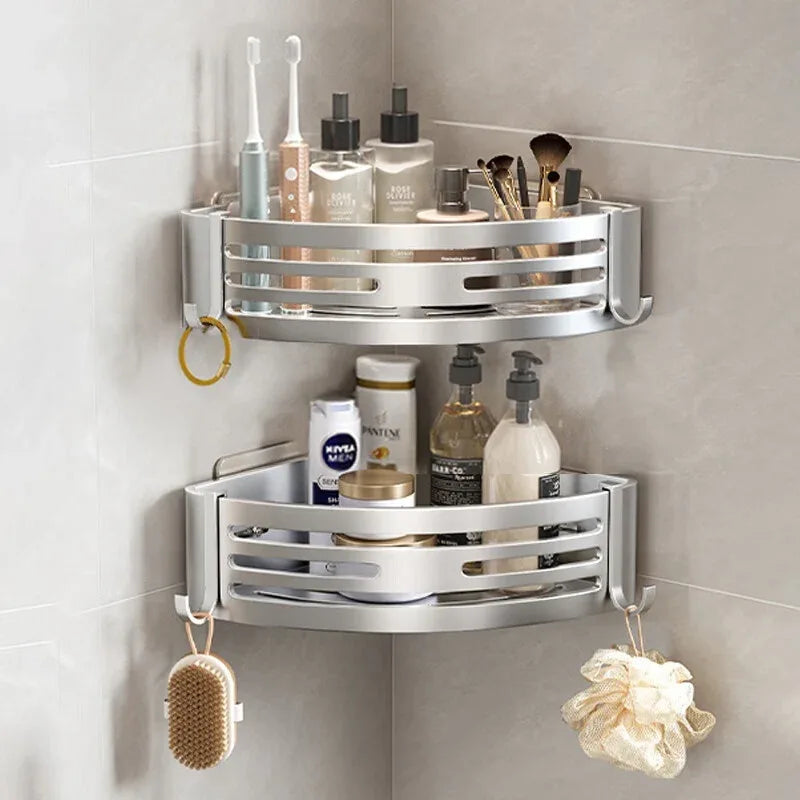 Portable Raised Bathroom Storage Triangle Rack - Corner Shelf - LitNest
