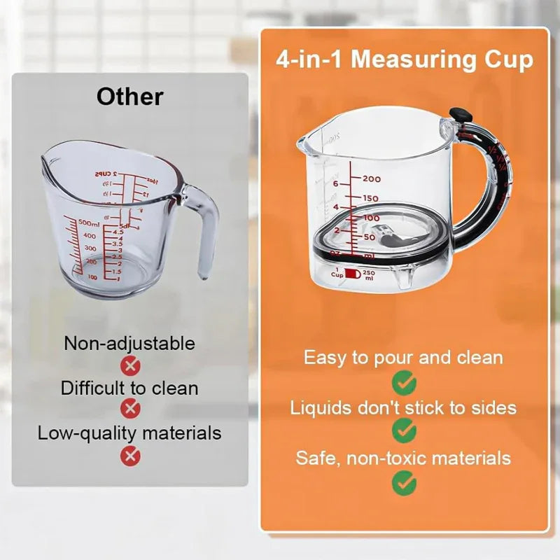 4-in-1 Adjustable Measuring Cup - Space-Saving Kitchen Tool - LitNest