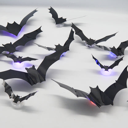 Halloween LED Bat Wall Stickers - 3D Night Light Decorations Set