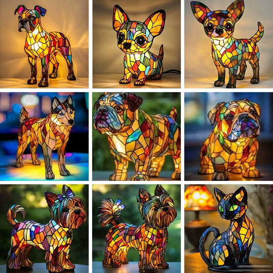 Dog Series Art Animal LED Small Night Lamp Resin Statue Creative Desktop Decoration - LitNest