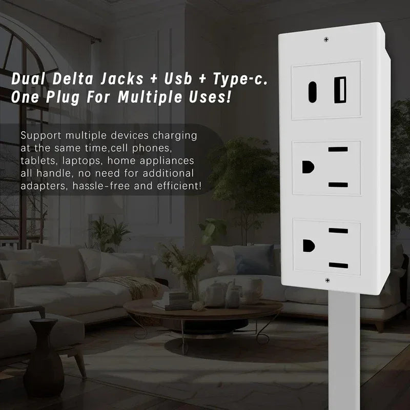 Extendable Socket with USB-C & USB-A Ports | Wall Mount Outlet Extender - LitNest