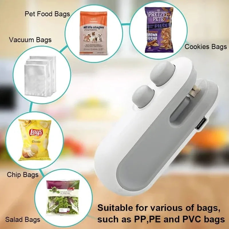 Handheld Vacuum Sealer | USB Rechargeable Heat Sealer for Chips & Food Storage - LitNest