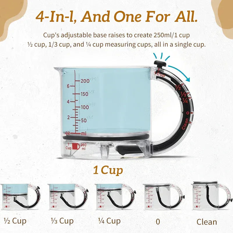 4-in-1 Adjustable Measuring Cup - Space-Saving Kitchen Tool - LitNest