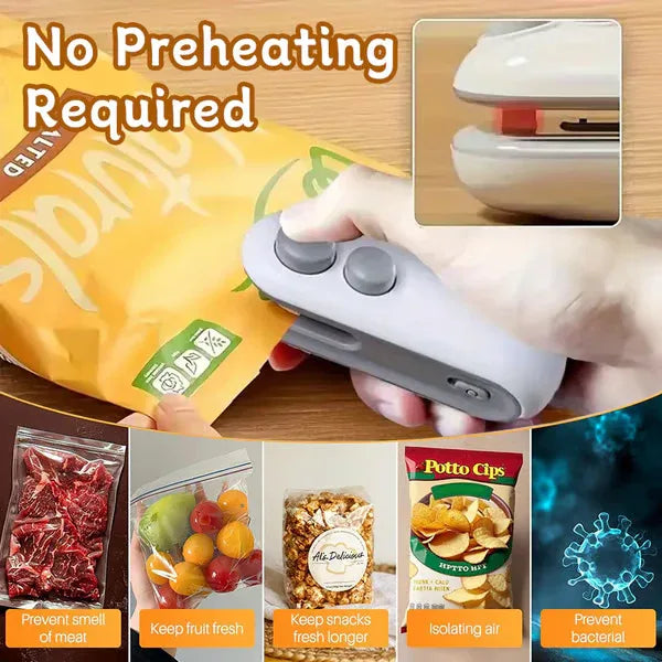 Handheld Vacuum Sealer | USB Rechargeable Heat Sealer for Chips & Food Storage - LitNest