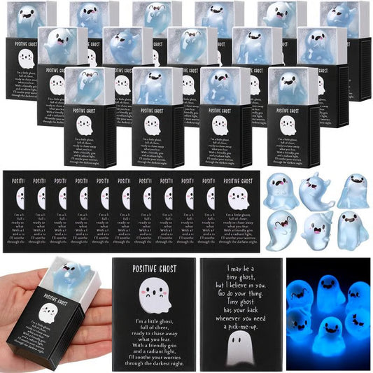 Halloween Luminous Ghost Box - 6 Positive Ghost Cards Glow-in-Dark Spooky Decorations