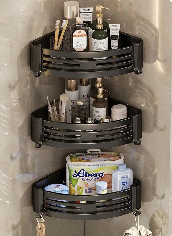 Portable Raised Bathroom Storage Triangle Rack - Corner Shelf - LitNest
