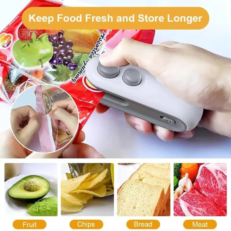 Handheld Vacuum Sealer | USB Rechargeable Heat Sealer for Chips & Food Storage - LitNest